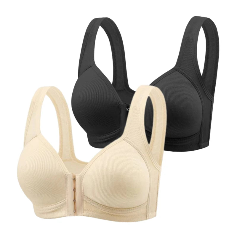 Fallsweet Nahtloser BH mit Vorderverschluss für Damen, solides, kabelloses Push-Up-Bralette, vollständige Abdeckung, feste Körbchen, bequeme Unterwäsche