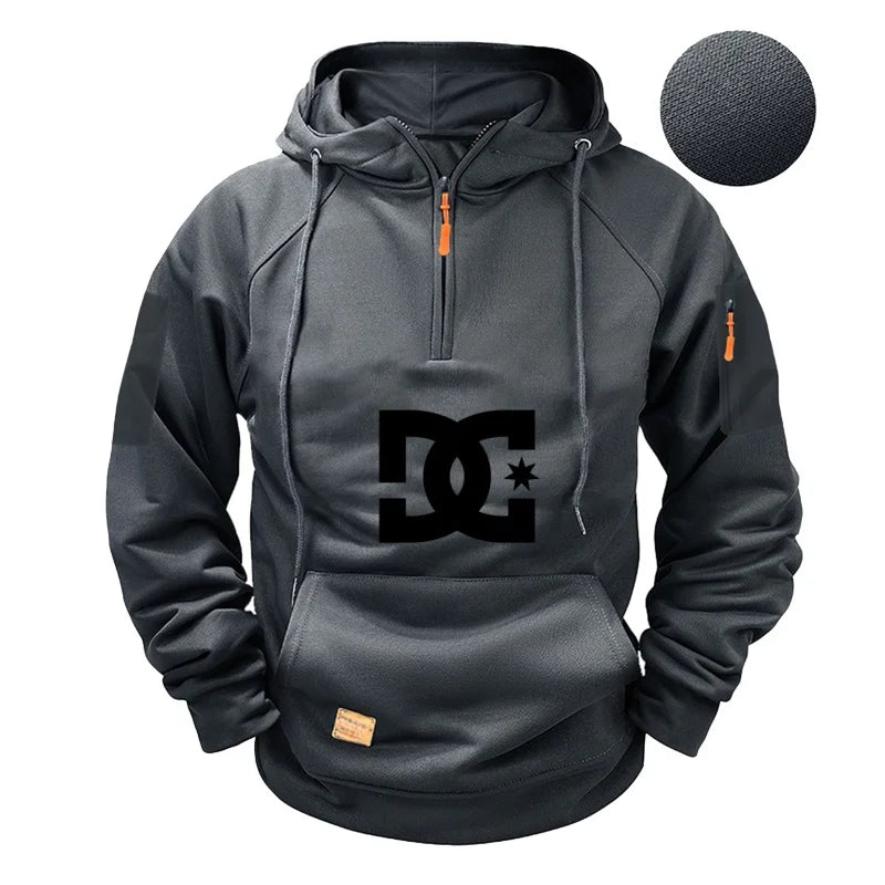 Neuer modischer Herrenpullover mit Reißverschluss, langärmeliges Sweatshirt, lässiges Herbst-Sweatshirt, Frühlings- und Herbststil mit mehreren Taschen