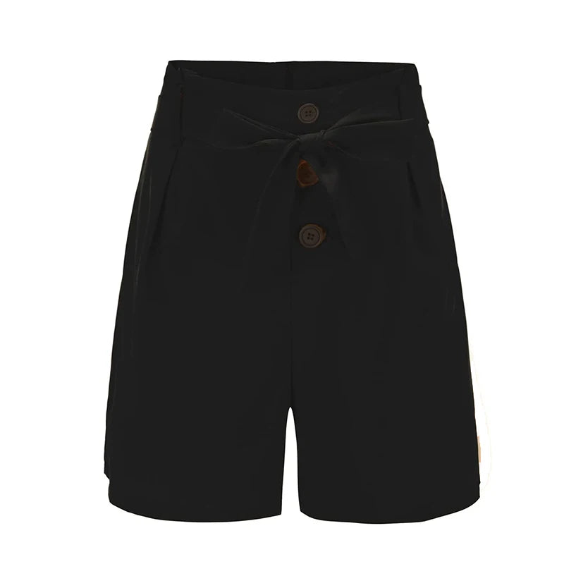 Y2K Solid Button Front Shorts Krawatte Taille Strand Sommer Hohe Taille Shorts Damenbekleidung