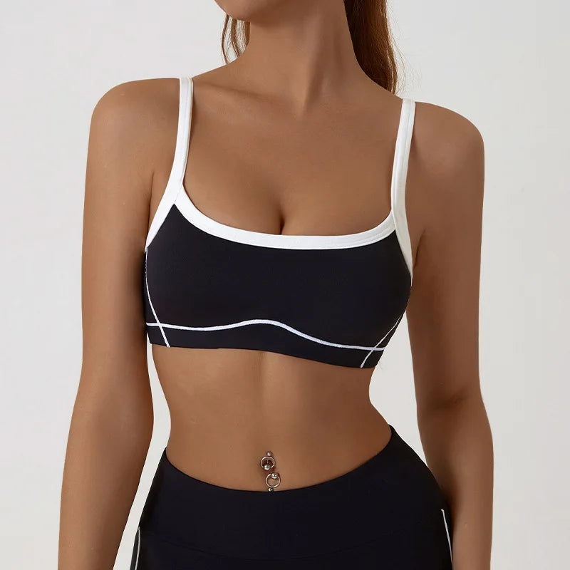 Yoga Sports Bra Color Clashing Shock Absorbing Brassiere Women Full Cup Breathable Gym Tube top Bra Yoga Workout Underwear