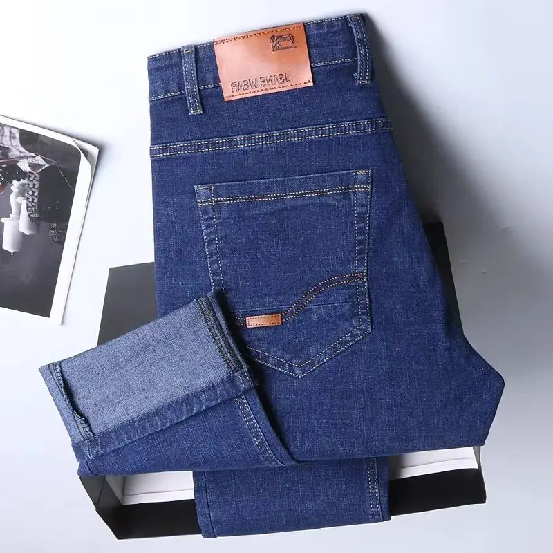 Männer Frühling Herbst Vintage Schwarz Business Jeans Männer Casual Gerade Stretch Klassische Arbeit Denim Hosen Bequeme Hose