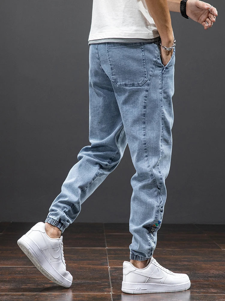 Frühling Sommer Schwarz Blau Cargo Jeans Männer Streetwear Denim Jogger Hosen Männer Baggy Harem Jean Hosen Plus Größe