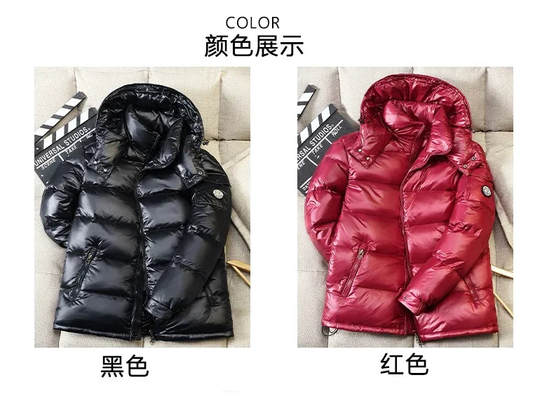 2024 Winter Neue Herren Puffer Jacke Mode Dicke Männer Frauen Ente Unten Jacke Im Freien Warme Casual Mäntel Feste Kapuze Mäntel