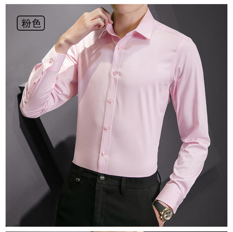 Neue Plus Größe Männer Einfarbig Business Hemd Mode Klassische Grundlegende Beiläufige Dünne Weiße Langarm-shirt Marke Kleidung