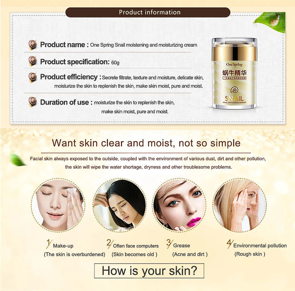 Hautpflege Schneckencreme Kollagencreme Anti Aging Haut aufhellen Gesichtscreme Verblassen dunkle Augenringe Entfernen Tränensäcke Augenserum