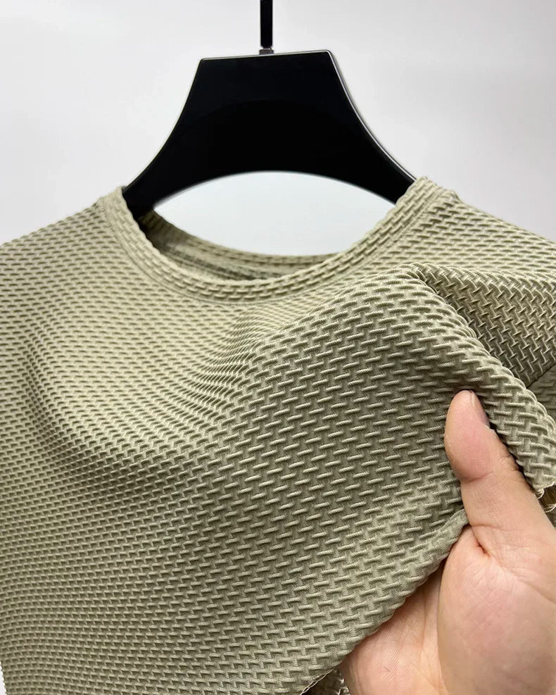 Sommer Eis Seide High-End einfarbig hochwertige Kurzarm T-Shirts Herren atmungsaktive Mode T-Shirt männliche Marke Kleidung 4xl