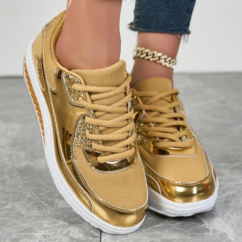Mesh Breathable Women Casual Sneakers Lace-up Vulcanized Shoes Ladies Platform Sneakers Female Shoes Plus Size Zapatos De Mujer