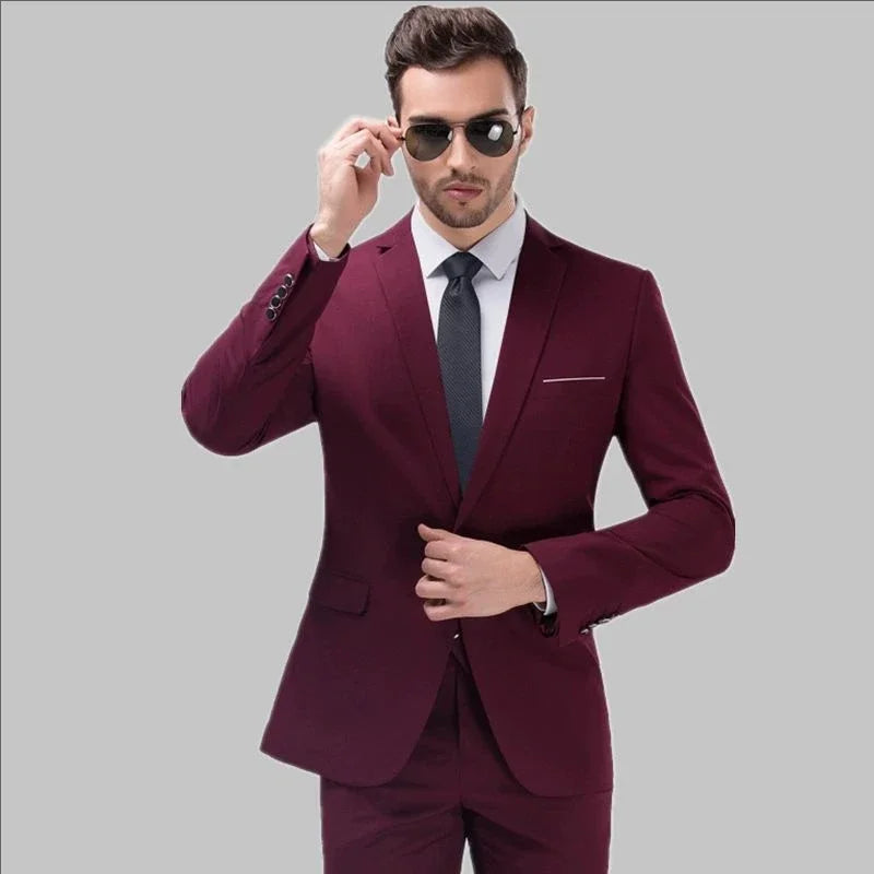 Men Suits Set Jackets Pants 2 Pieces Elegant For Wedding Slim Fit Blazers Formal Outfit Fashion Classic Full 2025 Costume