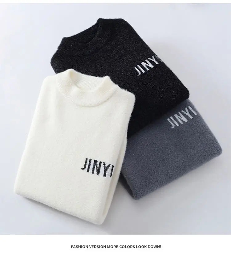 Fashion O-Neck Spliced Knitted Letter Sweaters Men's Clothing 2024 Autumn Winter New Loose Casual Pullovers Loose All-match Tops