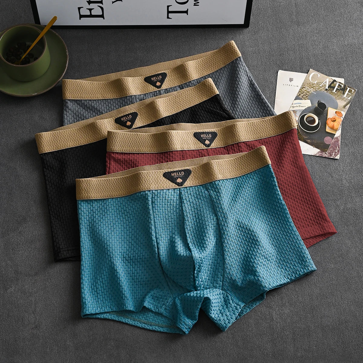 1/4 Stück Herren-Unterwäsche aus Eisseide, heiße Dessous, dünne Boxershorts, coole Unterhosen, atmungsaktive sexy Slips, U-förmige Shorts, Größen L-6XL