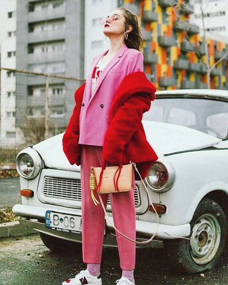 Mittellanger Kunstpelzmantel für Damen, Winter-Plüschjacke, Übergrößenmantel, flauschige Reversjacke, weibliche Oberbekleidung, flauschiges Oberteil