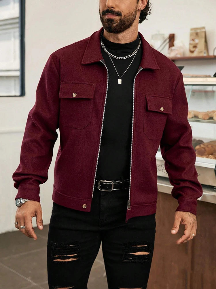 2025 herbst/Winter Neue Einfarbig männer Woll Mantel Fashion Zipper College Stil Jacke