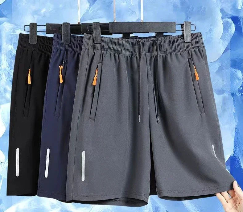 Sommer Herren Shorts Eisseide Laufshorts Gym Sport Shorts Schnelltrocknend Atmungsaktiv Strand Kurze Hose Fitness Jogging Coole Lässige Sportbekleidung
