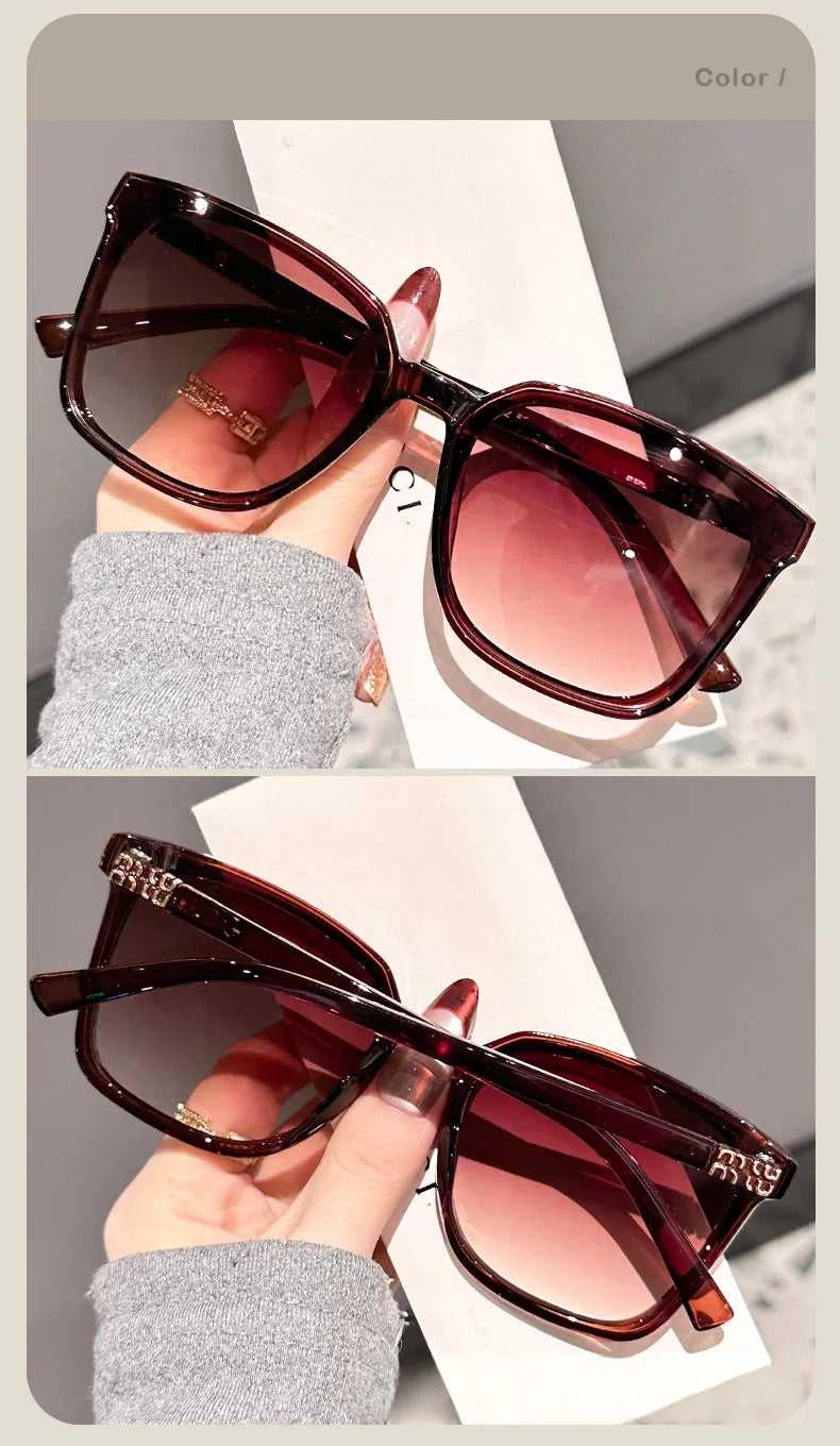 Neue Designer-Sonnenbrille mit großem, quadratischem, dünnem Rahmen und Tempelbügeln im High-End-Stil für Damen DS-8162