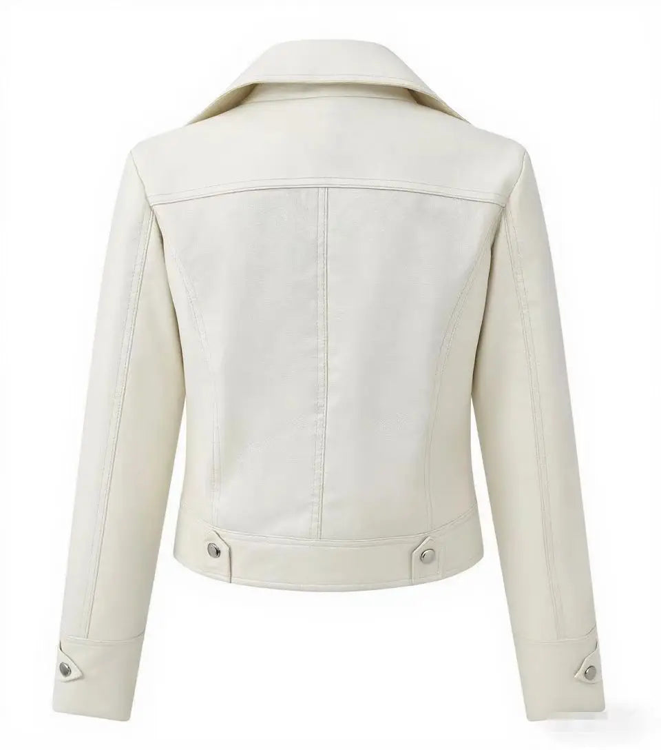 Modische rote PU-Lederjacke für Damen, kurzer Mantel, Stehkragen, Frühling und Herbst, dünner Stil, künstlerische Retro-Passform, lange Ärmel
