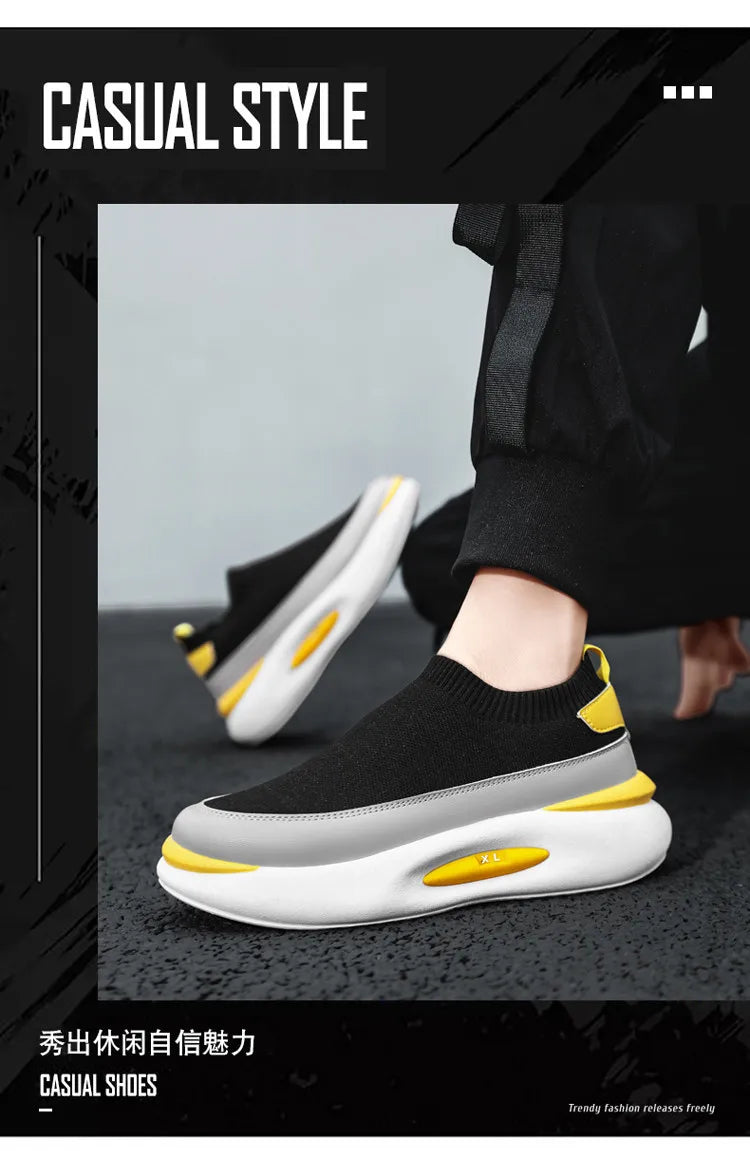 Herrensocken, atmungsaktives Mesh, Laufschuh, Sommersportschuhe, schwarze Slip-On-Slip-Ons, lässiger Fahrschuh für Herren, geeignet für den Außenbereich