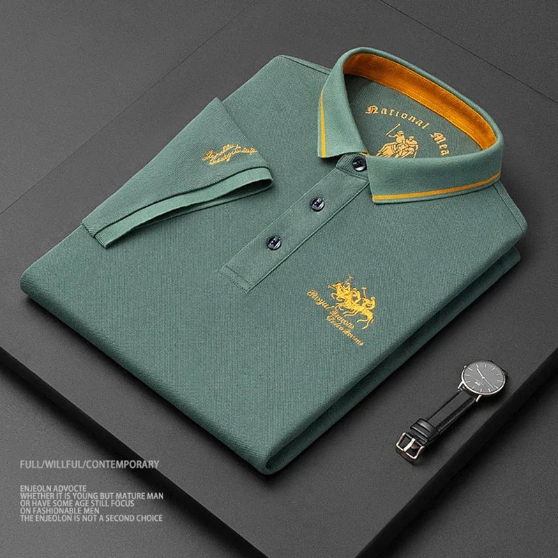 2024 hohe Qualität männer Baumwolle Bestickt Polo-Shirt Sommer Neue High-end-Business Casual Revers Kurzarm T-shirt