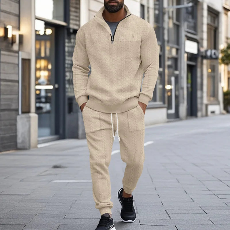 Herbst Kleidung Herren Luxus Trainingsanzug Freizeit Stehkragen Langarm Zipper Sweatshirt + Hosen Streetwear 2-teiliger Anzug S-3XL