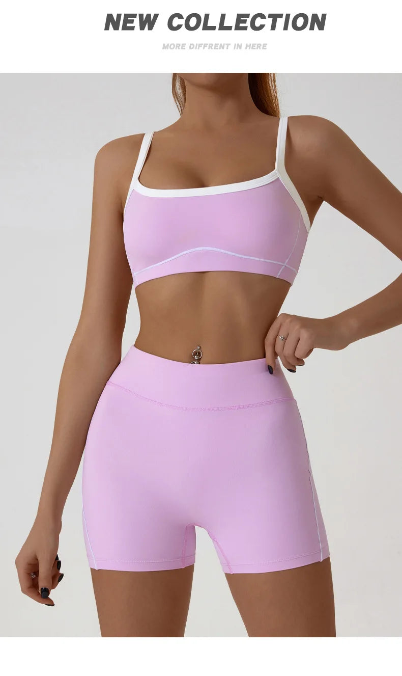 Yoga Sports Bra Color Clashing Shock Absorbing Brassiere Women Full Cup Breathable Gym Tube top Bra Yoga Workout Underwear