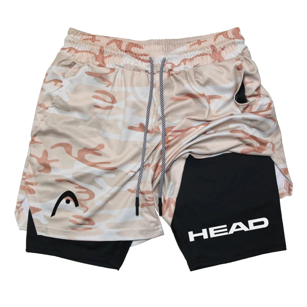 Anime Berserk Head Laufshorts für Herren, Fitness, Fitnessstudio, Training, 2-in-1, Sport, schnell trocknend, Training, Joggen, Doppeldeck, Sommer