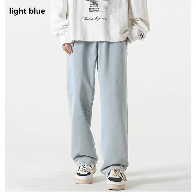 Jeans für Herren im Frühjahr und Sommer 2022, neuer Stil, Trend, gerade, vielseitige Freizeithose, lockere Hose mit weitem Bein