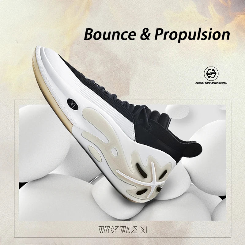 Li-Ning Herren WAY OF WADE 11 WHITE HOT Professionelle Basketballschuhe mit Carbonplatte und Dämpfung, Indoor-Sneaker ABAU049