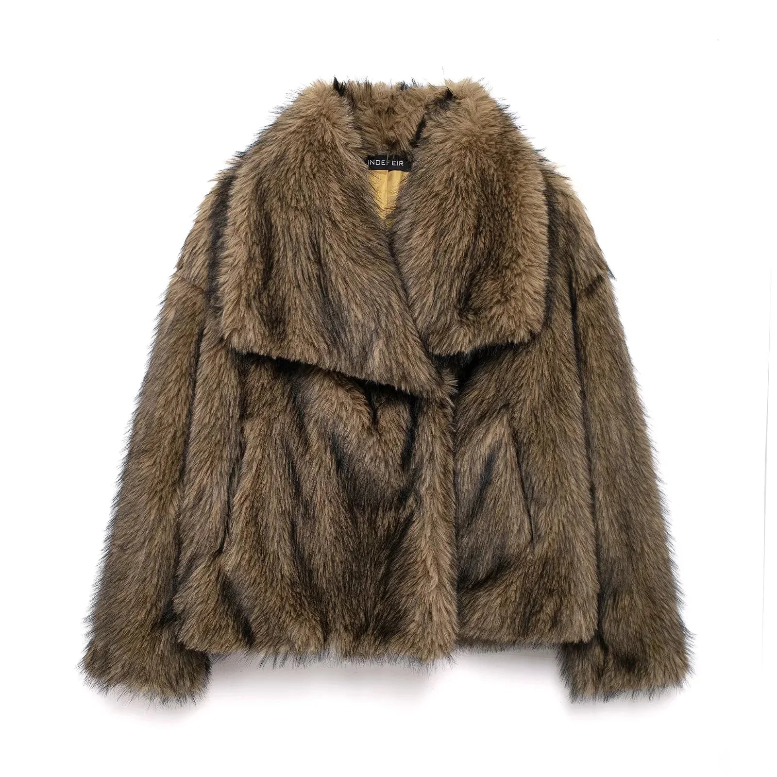 KONDALA 2025, Herbst und Winter, lässig, Kunstpelz, braun, für Damen, warme Jacken, Streetwear, Umlegekragen, Weihnachten, übergroße, elegante Mäntel
