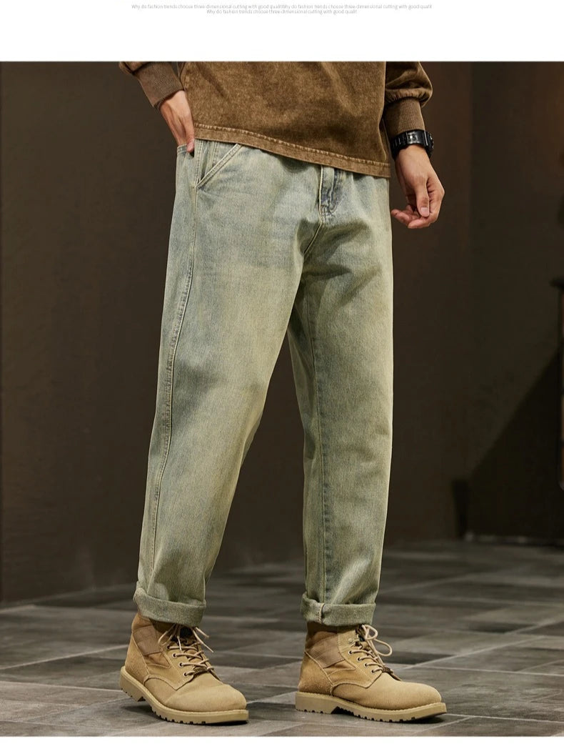 Männer 95% Baumwolle Jeans Hohe Qualität Lose Harem Hosen Mode Baggy Casual Outdoor Arbeit Denim Hosen Marke männer Kleidung