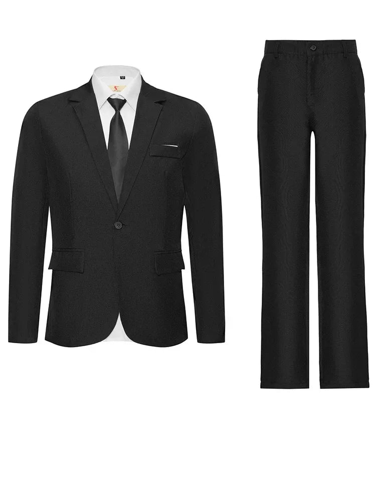 Herren Casual Hochzeitsanzug Slim Fit Zweiteiliges Set Sommer Neuer Stil Große Größe Business Formelle Kleidung Bequemes Oberteil und Hose