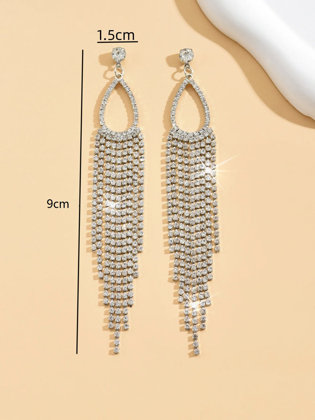 2 Stück Damenschmuck, Strass-Quastenohrringe, luxuriöse Modeaccessoires für Hochzeitsfeiern