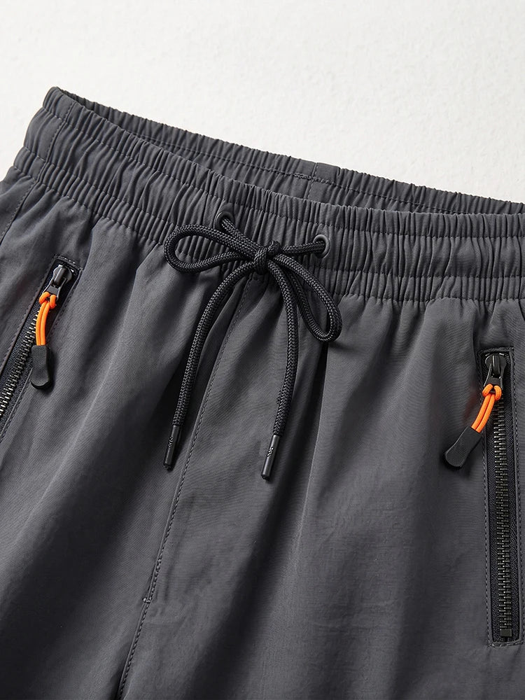 Herren Sommer Schnelltrocknende Cargo-Shorts Dünn Leichtgewichtig Elastischer Bund mit Kordelzug Reißverschlusstaschen Outdoor Wandern Freizeit EU-Größe