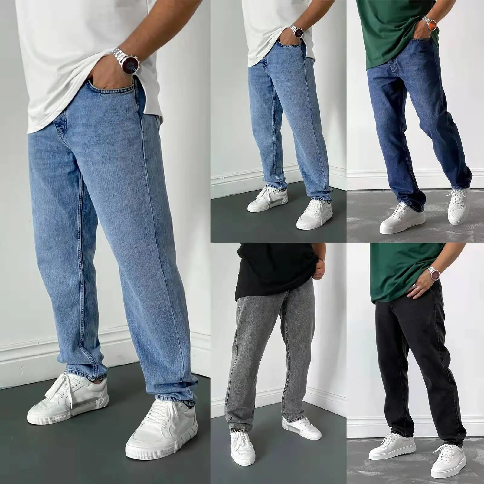 2025, neue Business-Herren-Jeans, lässig, gerade, Stretch, modisch, klassisch, blau, schwarz, Arbeits-Denim-Hose, männliche Markenkleidung, S-3XL