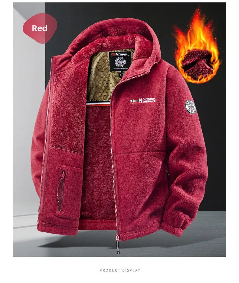 Unisex-Fleece-Sweatshirt-Jacke, norwegisch, warm, sportlich, Paar-Stil, große Größe, Studenten-Hoodie, Herrenjacke, jugendliches Design