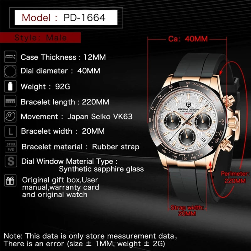 40mm Neue V2 PAGANI DESIGN männer Quarz Uhren Sapphire Retro Chronograph Edelstahl Wasserdichte Uhr Männer Relogio Masculino