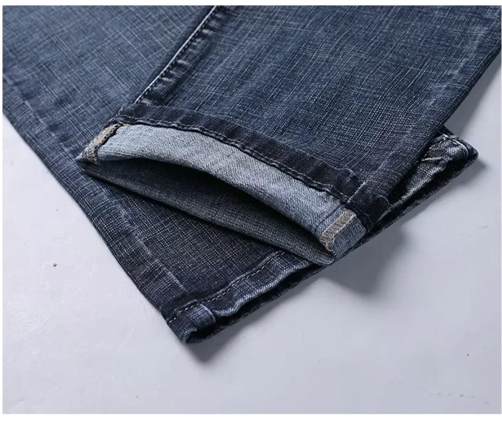 Wthinlee Neue Business-Jeans für Herren, lässig, gerade geschnitten, Stretch, modisch, klassisch, blau, schwarz, Arbeits-Denim-Hose, Herrenbekleidung