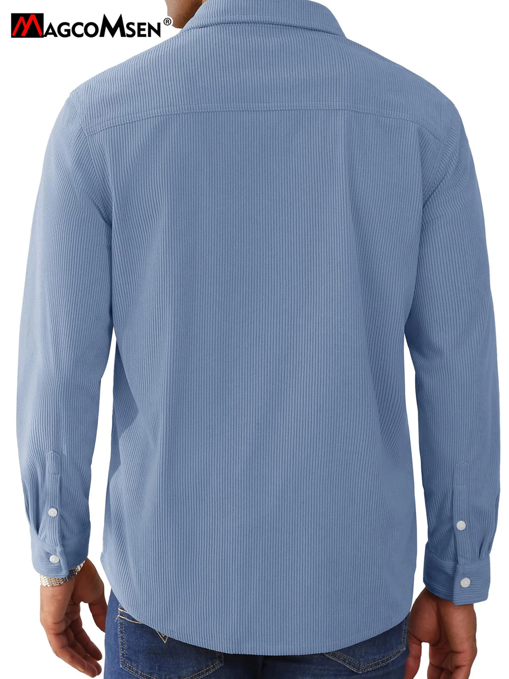 MAGCOMSEN Men's Corduroy Jacket Long Sleeve Casual Light Shirt with Chest Pocket Work Daily Jacket Spring and Autumn Coat