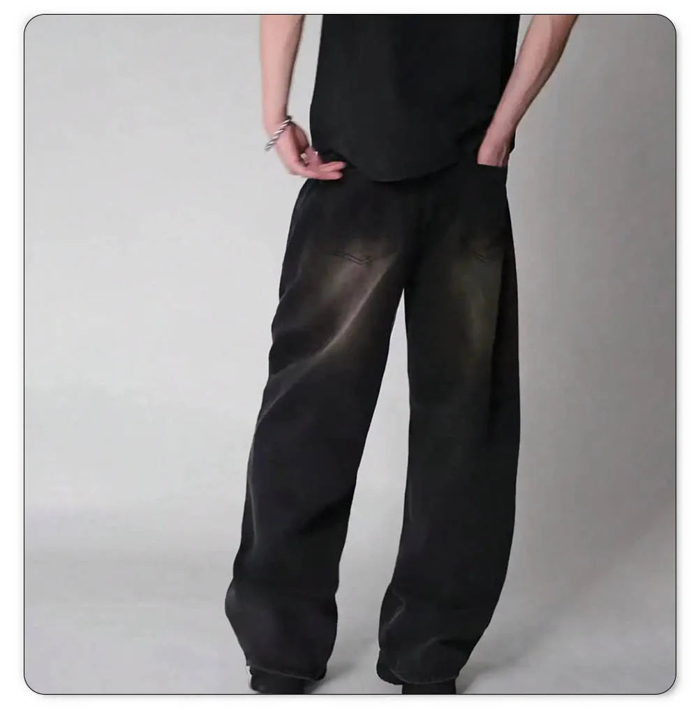 Vier Saison Herren Jeans Koreanische Version Student Casual Hosen High Street Gerade Lose Breite Bein Jeans Schwarz Grau Blau Baggy Jean