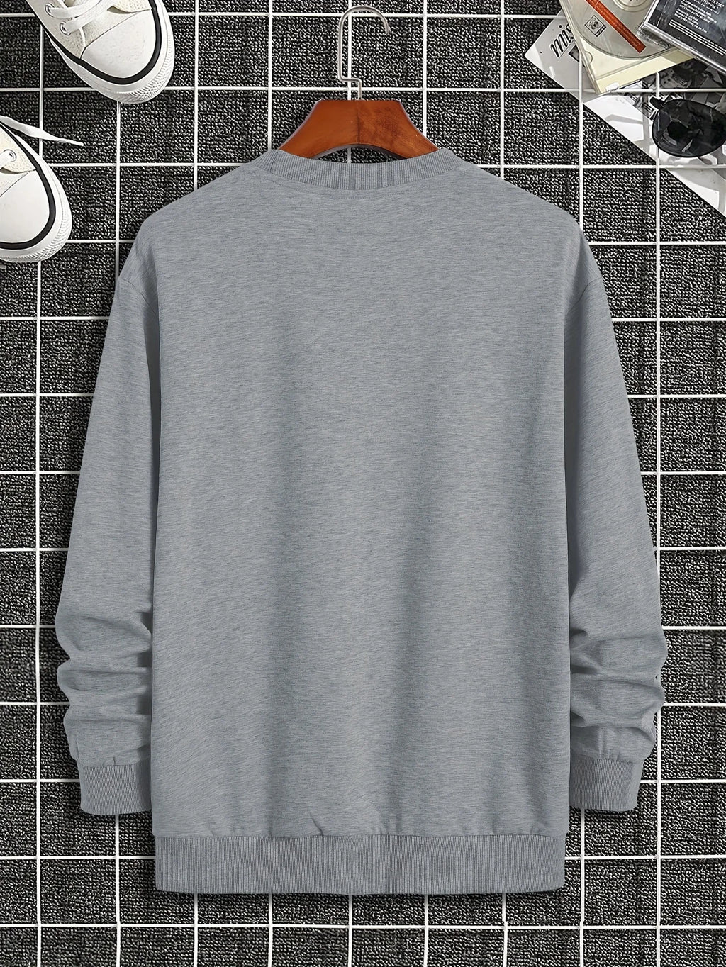 Men's autumn and winter fashionable casual loose MILANO 96 print fleece pullover long sleeved round neck sweatshirt