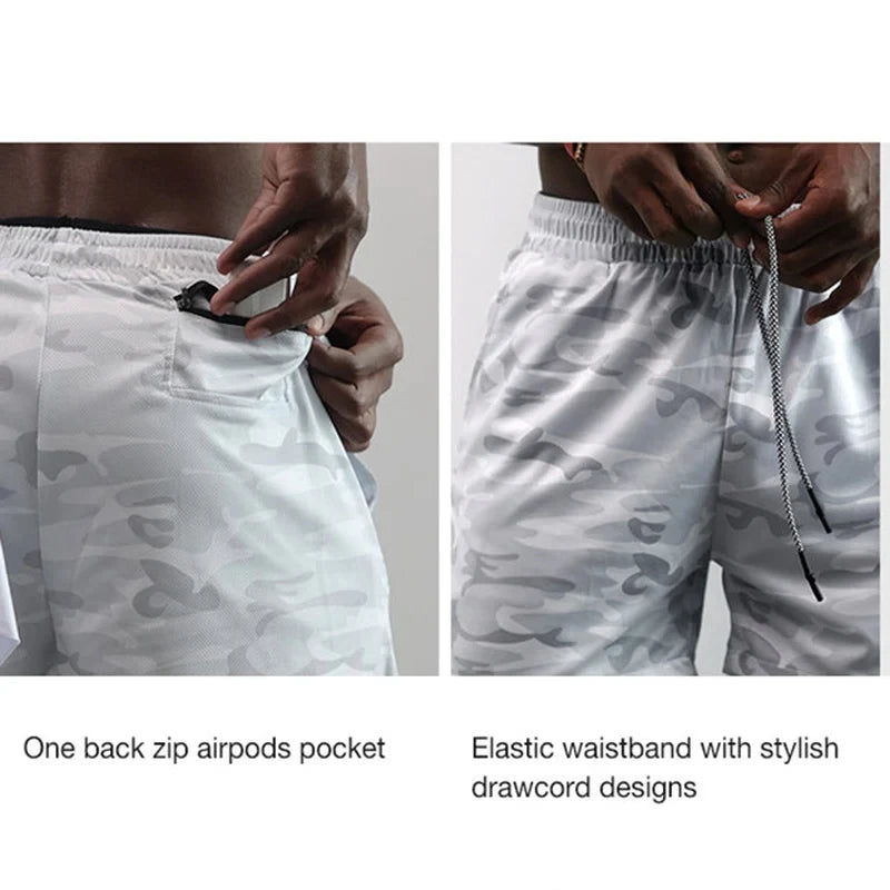 Herren Laufshorts 2 in 1 Doppellagige Sportshorts Sportbekleidung Fitness Kurze Hosen Trainings-Jogginghose Herrenbekleidung