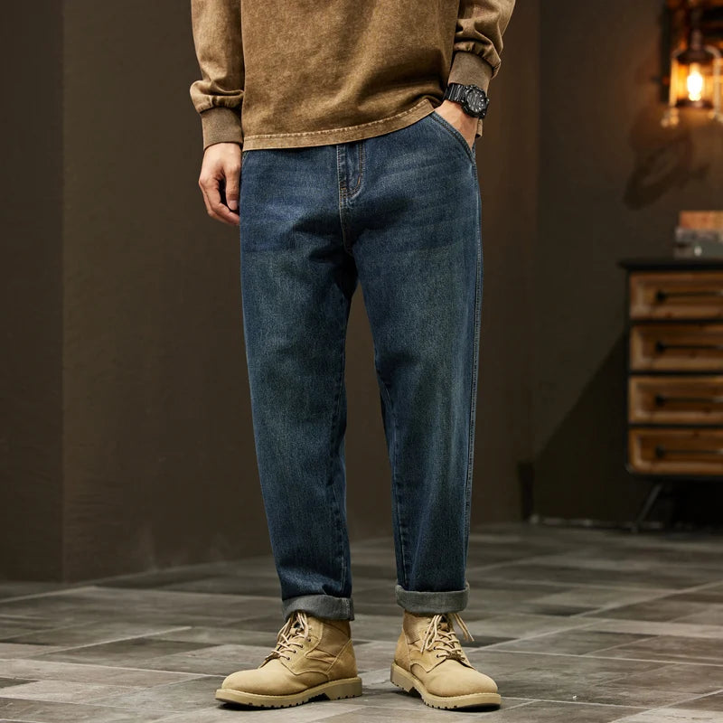 Männer 95% Baumwolle Jeans Hohe Qualität Lose Harem Hosen Mode Baggy Casual Outdoor Arbeit Denim Hosen Marke männer Kleidung