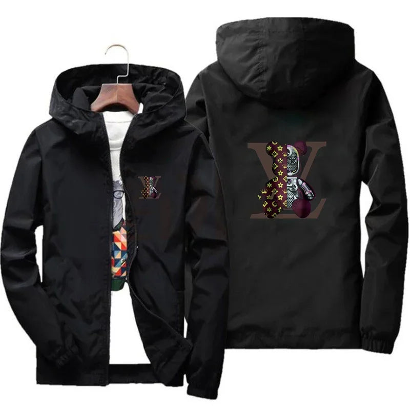 Lässige bedruckte Kapuzenjacke für Frühling und Herbst, modische neue wind- und wasserdichte Outdoor-Sportbekleidung für Herren