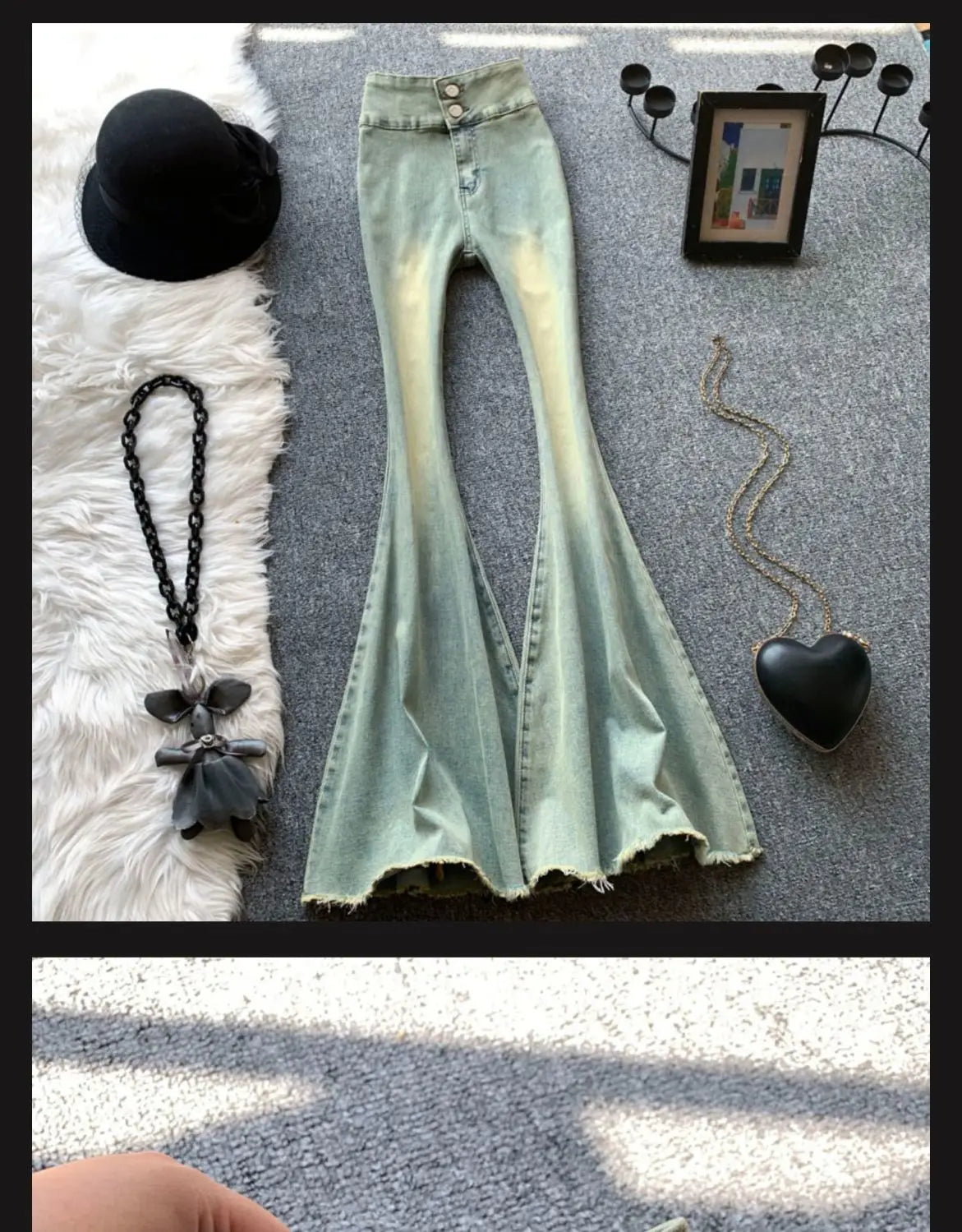 Jeans Frauen Herbst Chic Täglichen Flare Hosen Farbverlauf High Street Volle Länge Mode Alle-spiel Temperament Einfache Shinny