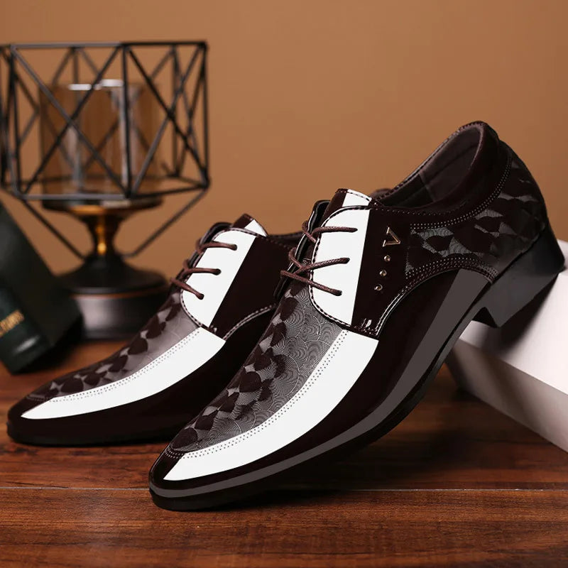 Oxford shoes for men luxury patent leather wedding shoes office slip on men work shoe New Pointed Toe derbies sapatos masculinos