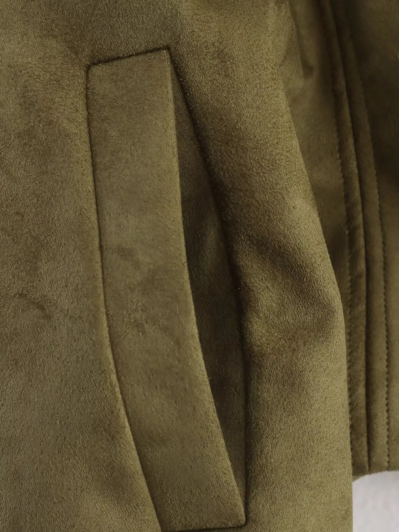 Wildlederjacke im Retro-Stil, Reißverschlusskragen, Oberbekleidung für Damen, mittlere Dicke, lange Ärmel, Street Fashion, lockere Passform, Herbst und Winter
