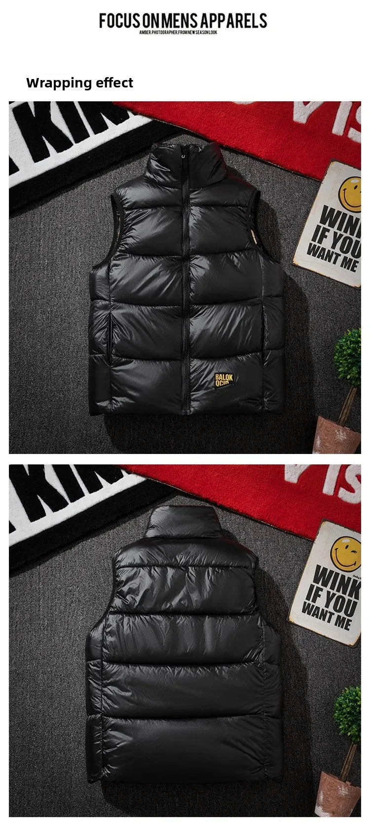 Männer Verdickte Daunen Baumwolle Weste Helle Oberfläche Mode Marke Warme Herbst Winter Oberbekleidung Schulter Pad Weste Jacke