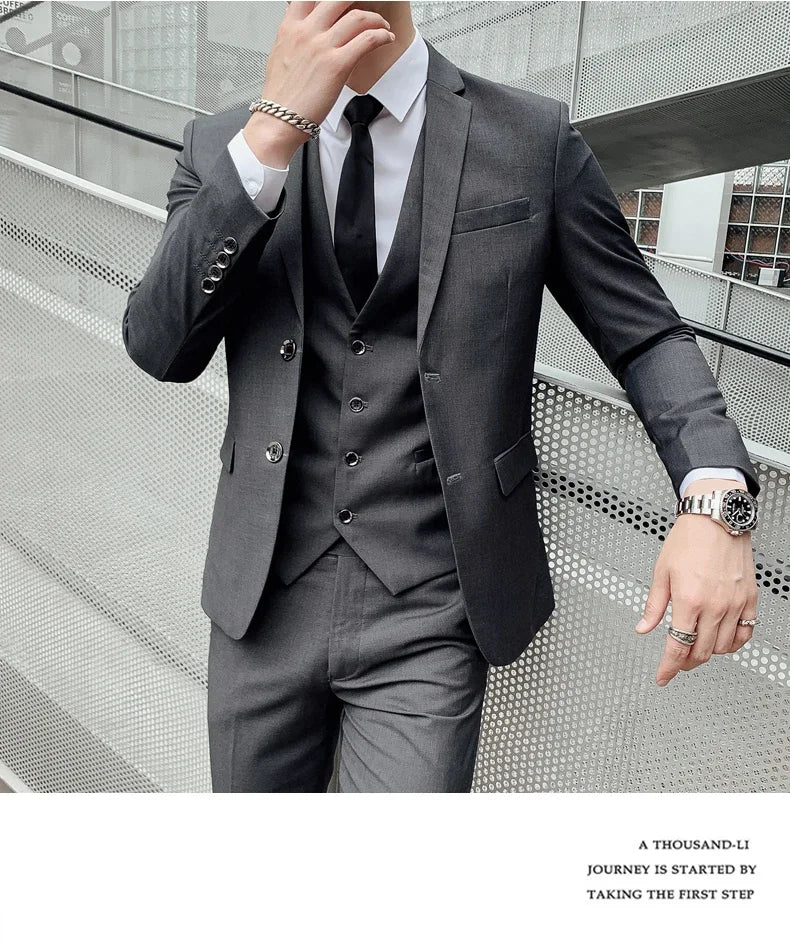 Anzug Upgrade des neuen Stoffes Herren Business Gentleman Fashion Slim Work Solid Color Plus Size Fair Dress Hochzeit Trauzeugenanzug