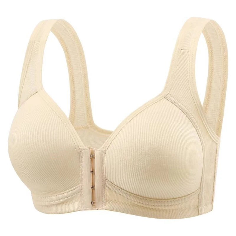 Fallsweet Nahtloser BH mit Vorderverschluss für Damen, solides, kabelloses Push-Up-Bralette, vollständige Abdeckung, feste Körbchen, bequeme Unterwäsche