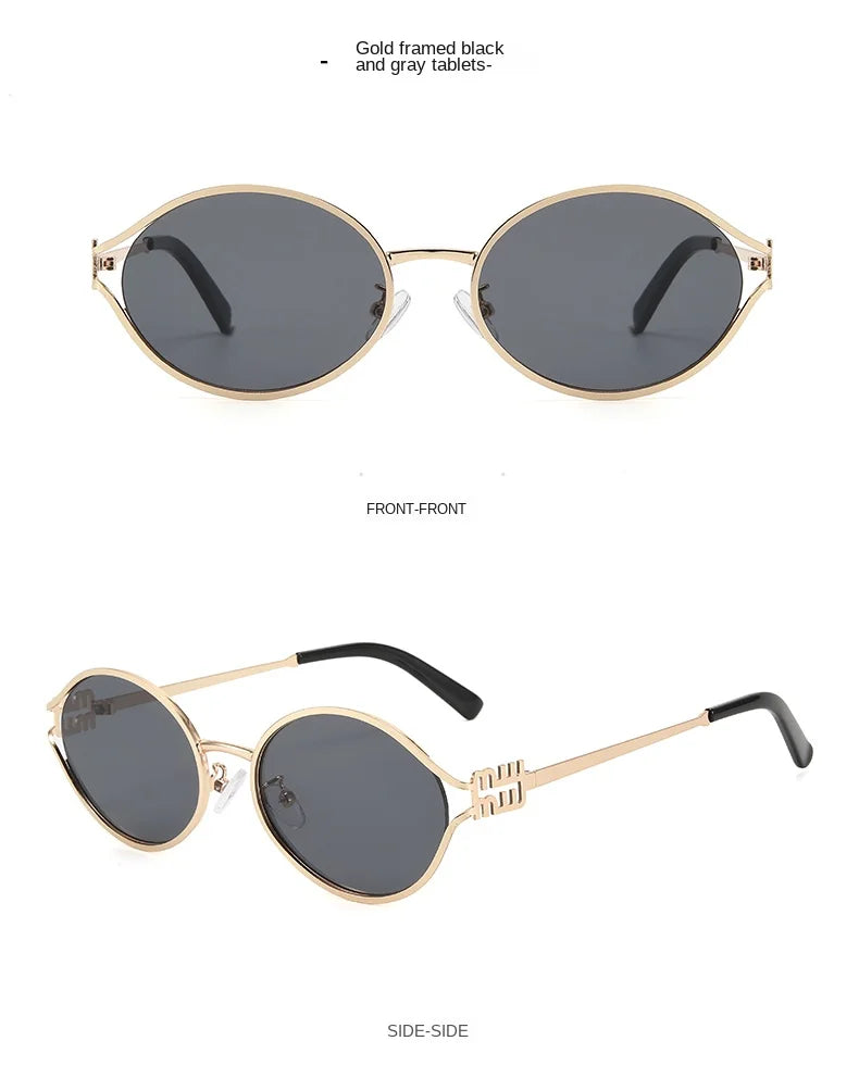 1-2PCS Neue Mode Marke Sonnenbrille Retro Kleine Rahmen Frau Mann Metall Cat Eye Brille Shades UV Schutz sonnenbrille mit Box