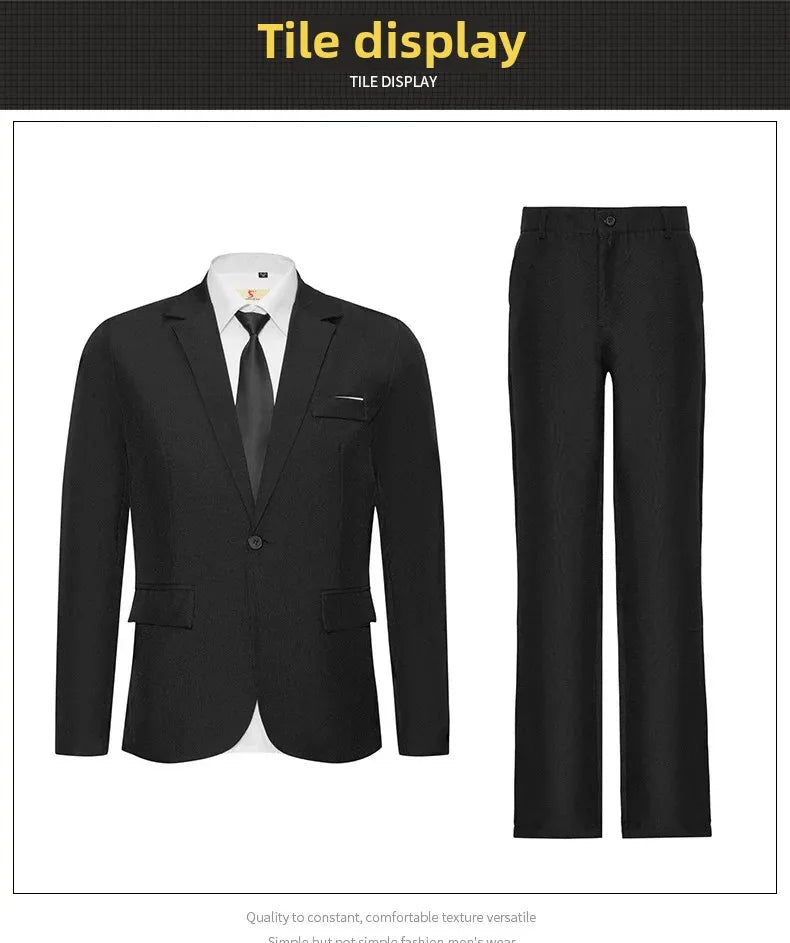 Herren Casual Hochzeitsanzug Slim Fit Zweiteiliges Set Sommer Neuer Stil Große Größe Business Formelle Kleidung Bequemes Oberteil und Hose