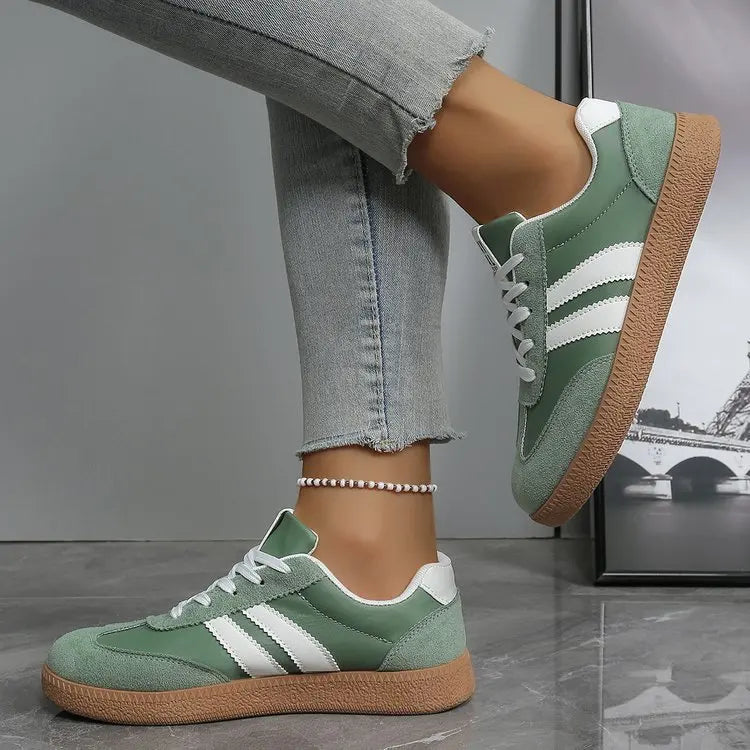 Leichte, bequeme Turnschuhe für Damen, modisch, gestreift, Schnür-Sportschuhe, Damen, lässig, atmungsaktiv, grüne Turnschuhe in Übergröße